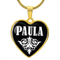 Paula v01w - 18k Gold Finished Heart Pendant Luxury Necklace