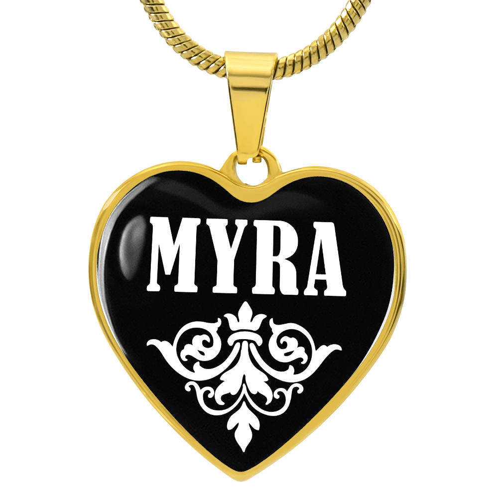 Myra v01w - 18k Gold Finished Heart Pendant Luxury Necklace