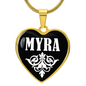 Myra v01w - 18k Gold Finished Heart Pendant Luxury Necklace