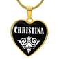 Christina v01w - 18k Gold Finished Heart Pendant Luxury Necklace
