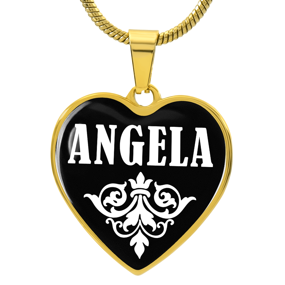 Angela v01w - 18k Gold Finished Heart Pendant Luxury Necklace