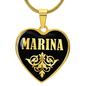 Marina v02 - 18k Gold Finished Heart Pendant Luxury Necklace