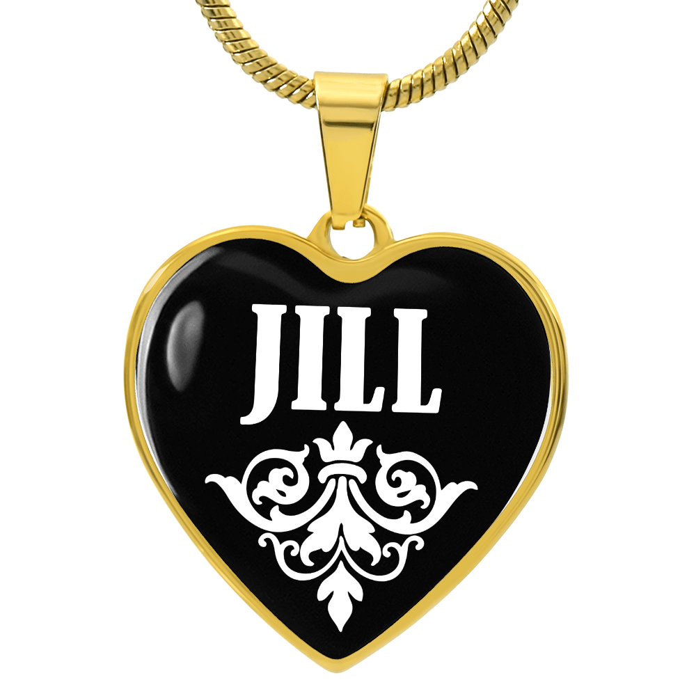 Jill v01w - 18k Gold Finished Heart Pendant Luxury Necklace