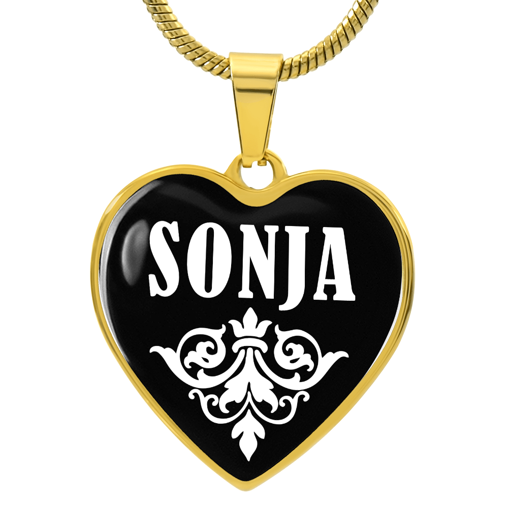 Sonja v03 - 18k Gold Finished Heart Pendant Luxury Necklace