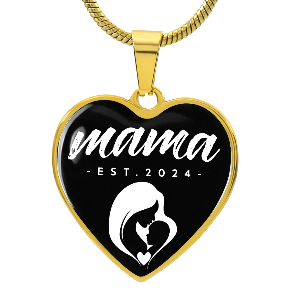 Mama, Est. 2024 v3 - 18k Gold Finished Heart Pendant Luxury Necklace