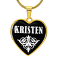 Kristen v01w - 18k Gold Finished Heart Pendant Luxury Necklace
