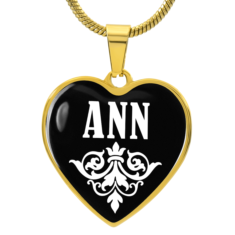Ann v01w - 18k Gold Finished Heart Pendant Luxury Necklace