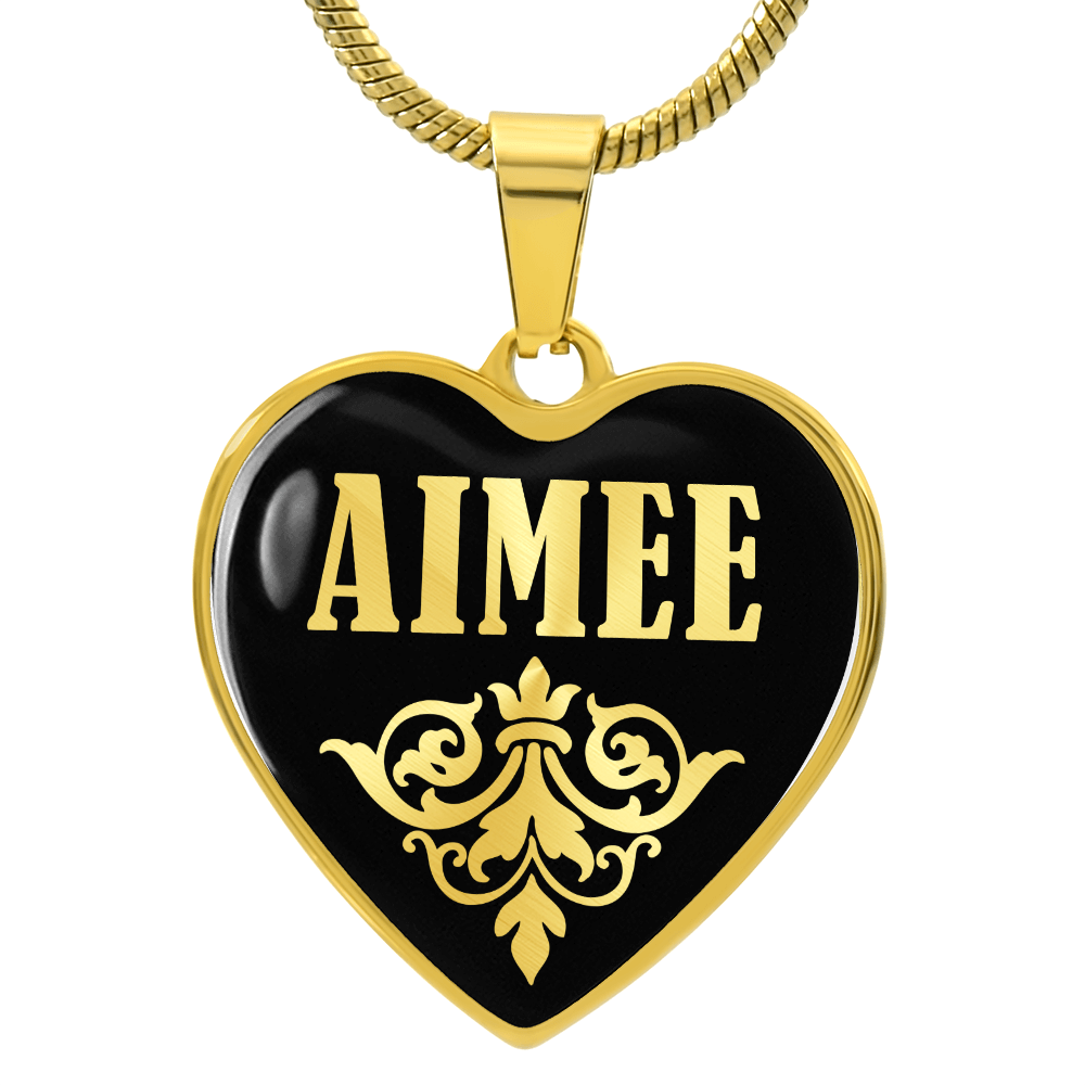 Aimee v02 - 18k Gold Finished Heart Pendant Luxury Necklace