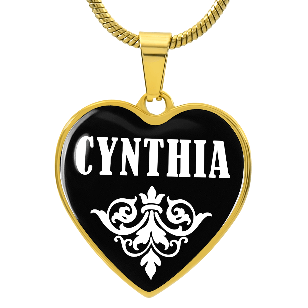 Cynthia v01w - 18k Gold Finished Heart Pendant Luxury Necklace