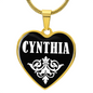 Cynthia v01w - 18k Gold Finished Heart Pendant Luxury Necklace