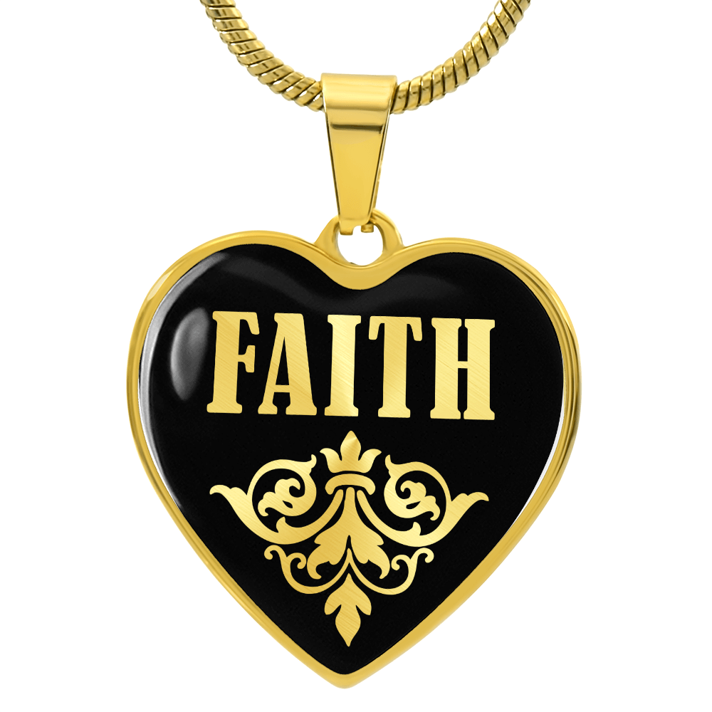 Faith v02 - 18k Gold Finished Heart Pendant Luxury Necklace