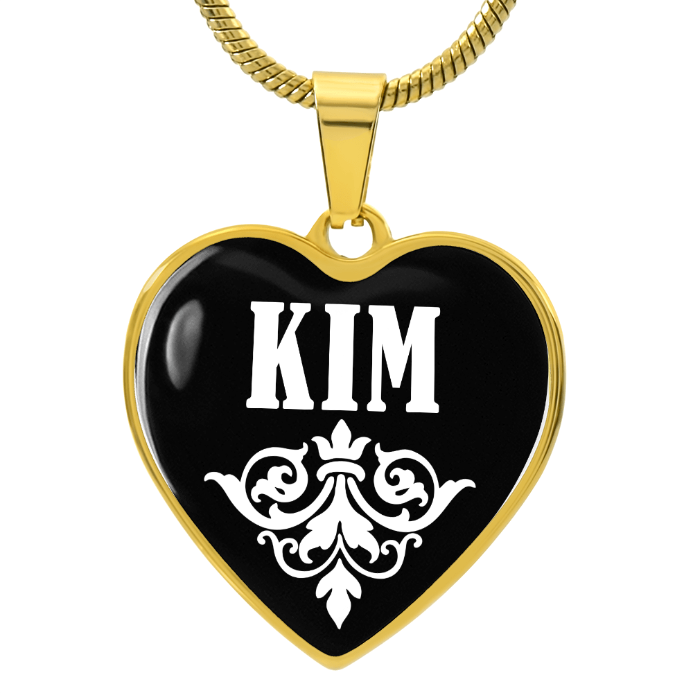 Kim v01w - 18k Gold Finished Heart Pendant Luxury Necklace