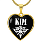 Kim v01w - 18k Gold Finished Heart Pendant Luxury Necklace