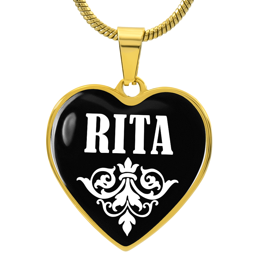 Rita v01w - 18k Gold Finished Heart Pendant Luxury Necklace