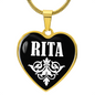 Rita v01w - 18k Gold Finished Heart Pendant Luxury Necklace