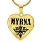 Myrna v01 - 18k Gold Finished Heart Pendant Luxury Necklace