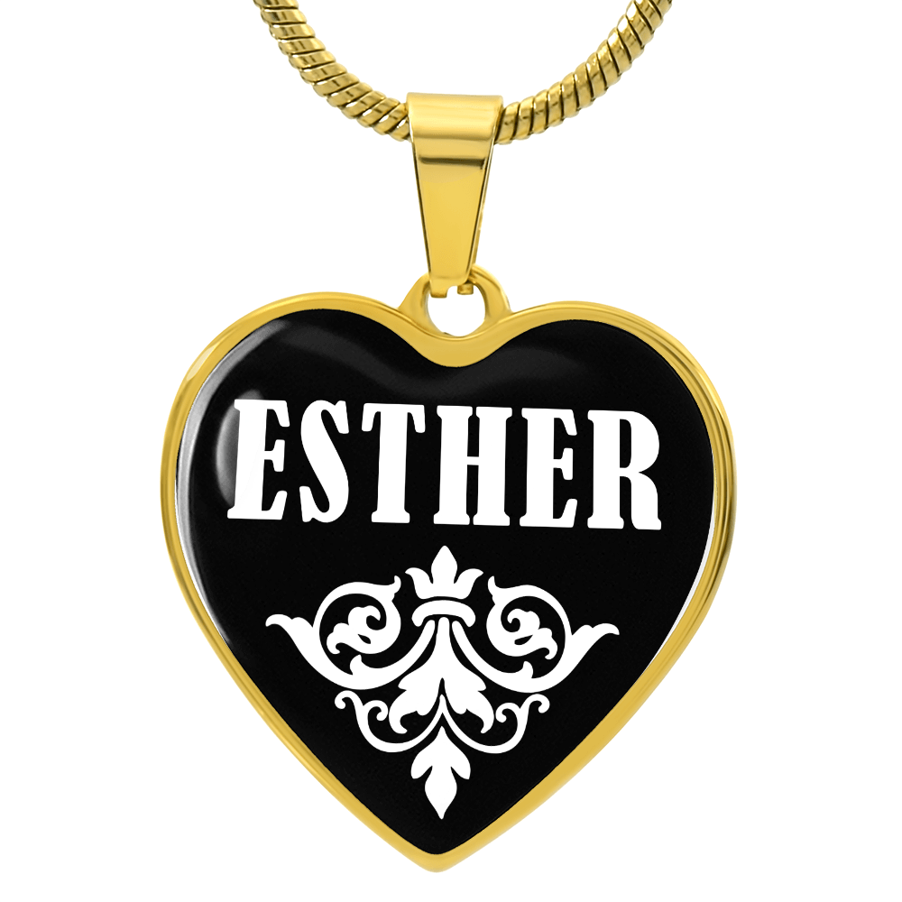 Esther v01w - 18k Gold Finished Heart Pendant Luxury Necklace