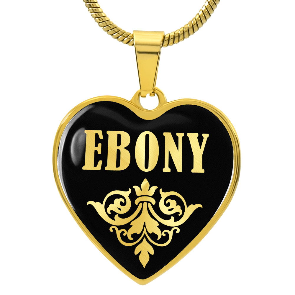 Ebony v02 - 18k Gold Finished Heart Pendant Luxury Necklace