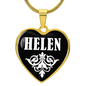 Helen v01w - 18k Gold Finished Heart Pendant Luxury Necklace