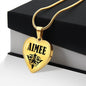 Aimee v01 - 18k Gold Finished Heart Pendant Luxury Necklace