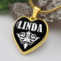 Linda v01w - 18k Gold Finished Heart Pendant Luxury Necklace