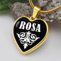 Rosa v01w - 18k Gold Finished Heart Pendant Luxury Necklace