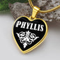Phyllis v01w - 18k Gold Finished Heart Pendant Luxury Necklace