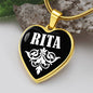 Rita v01w - 18k Gold Finished Heart Pendant Luxury Necklace