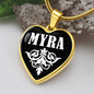 Myra v01w - 18k Gold Finished Heart Pendant Luxury Necklace