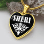 Sheri v01w - 18k Gold Finished Heart Pendant Luxury Necklace