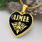 Aimee v02 - 18k Gold Finished Heart Pendant Luxury Necklace
