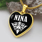 Nina v01w - 18k Gold Finished Heart Pendant Luxury Necklace