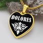 Dolores v01w - 18k Gold Finished Heart Pendant Luxury Necklace