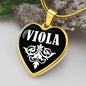 Viola v01w - 18k Gold Finished Heart Pendant Luxury Necklace
