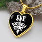 Sue v01w - 18k Gold Finished Heart Pendant Luxury Necklace