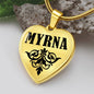 Myrna v01 - 18k Gold Finished Heart Pendant Luxury Necklace