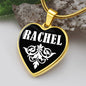 Rachel v01w - 18k Gold Finished Heart Pendant Luxury Necklace