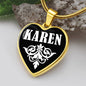 Karen v01w - 18k Gold Finished Heart Pendant Luxury Necklace