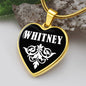 Whitney v01w - 18k Gold Finished Heart Pendant Luxury Necklace