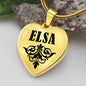 Elsa v01 - 18k Gold Finished Heart Pendant Luxury Necklace