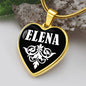Elena v01w - 18k Gold Finished Heart Pendant Luxury Necklace