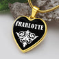 Charlotte v01w - 18k Gold Finished Heart Pendant Luxury Necklace