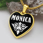Monica v01w - 18k Gold Finished Heart Pendant Luxury Necklace