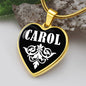 Carol v01w - 18k Gold Finished Heart Pendant Luxury Necklace