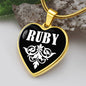 Ruby v01w - 18k Gold Finished Heart Pendant Luxury Necklace