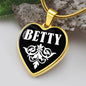 Betty v01w - 18k Gold Finished Heart Pendant Luxury Necklace