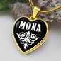 Mona v01w - 18k Gold Finished Heart Pendant Luxury Necklace