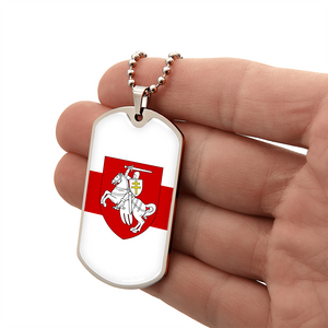 Pahonia And White-Red-White Flag (Belarus) - Luxury Dog Tag Necklace