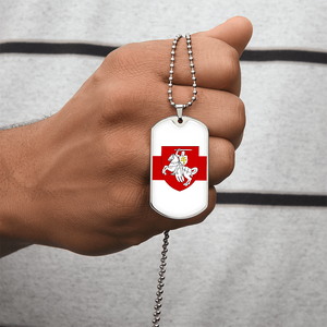 Pahonia And White-Red-White Flag (Belarus) - Luxury Dog Tag Necklace