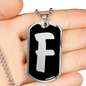 Initial F v2b - Luxury Dog Tag Necklace